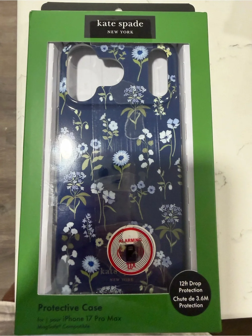 kate spade Navy Floral iPhone 17 Pro Max Case with White Flowers